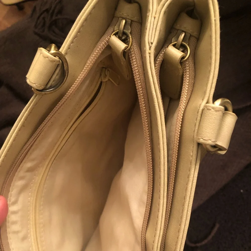 Canvas/ faux leather natural Handbag - Picture 2 of 6